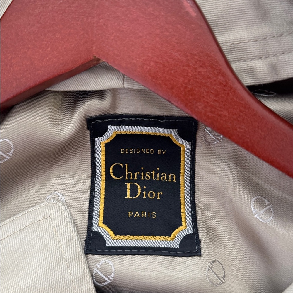 Christian Dior vintage Beige Trench Coat sz L - Picture 10 of 14
